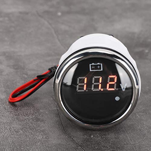 Spannungsanzeige, Universal 2-Zoll-Batterie Spannungsanzeige LED Digitalanzeige IP67 Wasserdichter Smart Alarm für Boot Auto(Schwarz) von Aramox