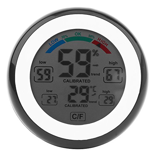 Thermometer Hygrometer, Digital Feuchtigkeits Messgerät mit LCD Anzeigen Temperatur Feuchtigkeits Monitor für Haus, Büro, Baby Raum(Black) von Aramox