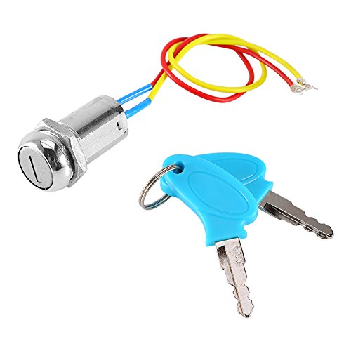 Zündschalter, 2-Draht-Schlüssel Zündschalter Verriegelungsschlüssel Schloss für Elektroroller ATV Moped Kart, Blau, Silber von Aramox