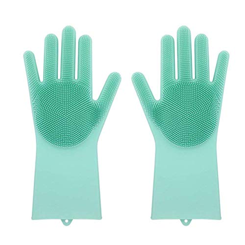 Aranticy Geschirrspülhandschuhe, 1Paar Magic Saksak Wiederverwendbare Silikonhandschuhe mit Wash Scrubber Reinigungsbürste Handschuhe für Reinigung/Haushalt/Geschirrspülen/Autowäsche/Tierpflege von Aranticy