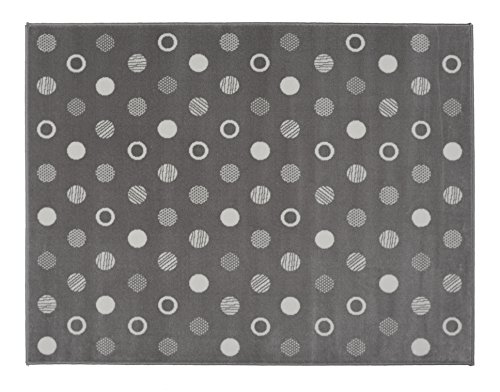 Aratextil Punkte Kinder Teppich, Acryl, grau, 140 x 200 cm von Aratextil