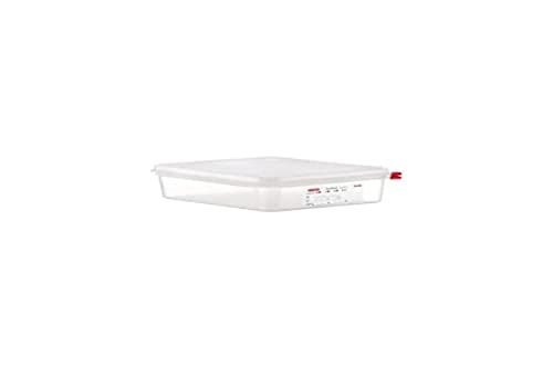 Araven GL261 PP Lebensmittel Behälter mit Deckel, 1/2 GN, 4 l 65 mm (H) (4 Stück),Rot von Araven