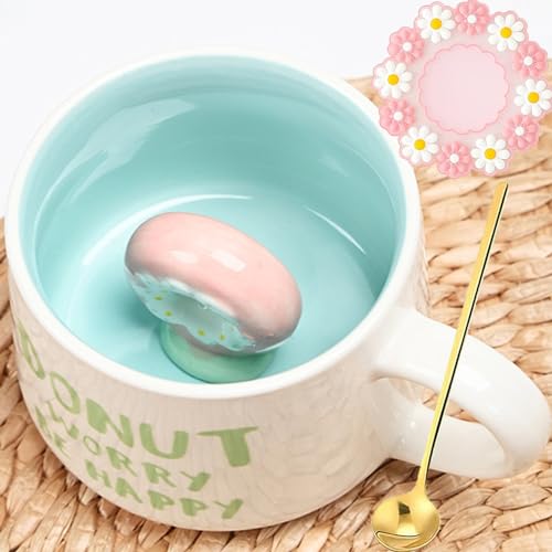 Arawat Donuts Tasse Geschenk für Freundin Frauen 3D Tasse Keramik Teetasse 350ml Kaffeebecher Witzige Spruch Tasse Süße Tee Kaffee Becher Geburtstagsgeschenk für Freundin Frauen Mädchen von Arawat