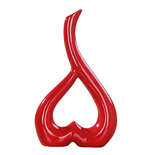 Arawat Keramik Vase Rot Herz Vasen Deko Wohnzimmer Modern Tulpenvase Blumenvase Tisch Deko Vase für Pampasgras Blumen Deko Aesthetic Nordische Vasen Hochzeit Geschenk 26 cm Dekorative Vase Rot von Arawat