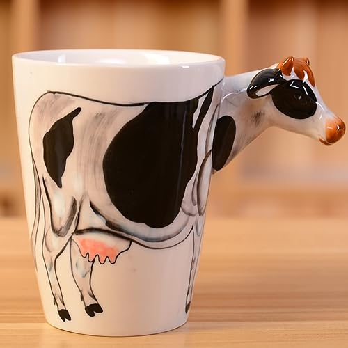 Arawat Kuh Tasse Geschenk 3d Tier Tasse Lustige Kaffeetasse 400 ml Teetasse Keramik Kaffeebecher Geburtstagsgeschenk für Freund Tante Oma Cute Kaffee Tee Tasse mit Kuh von Arawat