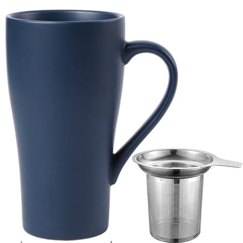 Arawat Groß Tasse 500 ml Teetasse mit Deckel und Sieb Keramik XXL Kaffeetasse Keramik Teetasse mit Löffel & Untersetzer Kaffeebecher Cute Geburtstagsgeschenk Tee Kaffee Tasse Geschenk von Arawat