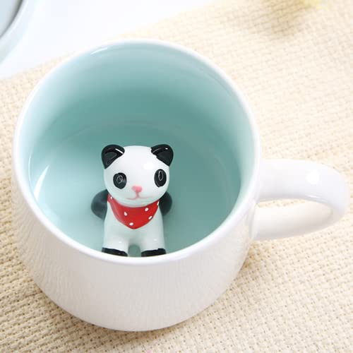 Arawat Tasse Panda Süße Kaffeetasse Keramik Teetasse mit Löffel & Untersetzer 350 ml Groß 3D Kaffeebecher Witzige Tasse Espressotassen Kaffee Tasse Cappuccinotasse Cute Geschenk (Panda) von Arawat