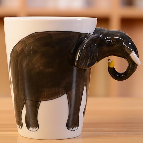 Arawat Tasse Elefant Süße Kaffeetasse Keramik Teetasse mit 400 ml Groß 3D Kaffeebecher Witzige Tasse Espressotassen Kaffee Tasse Cappuccinotasse Cute Geschenk Elefant von Arawat