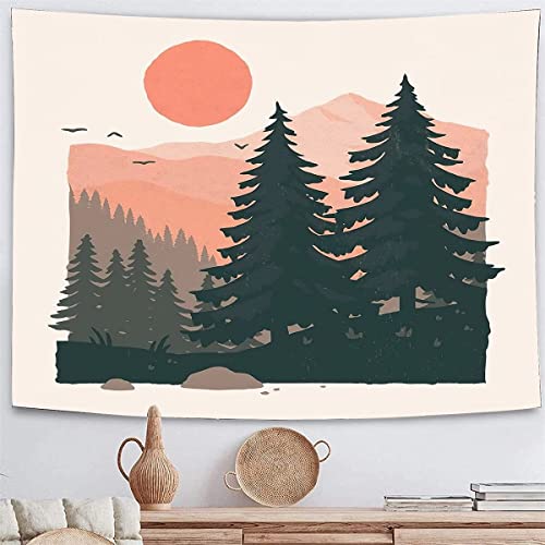 Arawat Wandteppich Abend Landschaft Wandtuch Schwarz Weiß Wandteppich Mond Sonne Wanddeko Psychedelic Teppich Gothic Wandteppiche Trippy Tapestry Wandtuch Wandbehang Boho Wand Deko (150 x 200cm) von Arawat