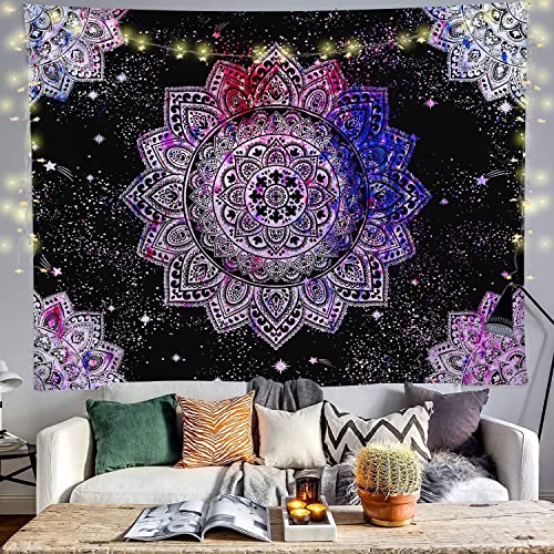 Arawat Wandteppich Lila Mandala Psychedelic Wandtuch Wandteppich Mandala Wanddeko Psychedelic Teppich Gothic Wandteppiche Trippy Tapestry Wandtuch Wandbehang Boho Wand Deko (150 x 130cm) von Arawat