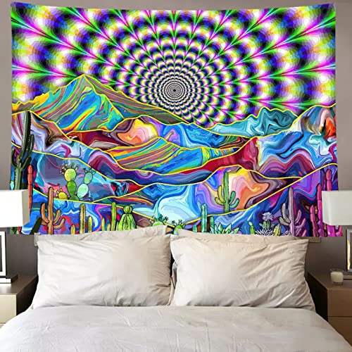 Arawat Wandteppich Mandala Psychedelic Landschaft Wandtuch Wandteppich Mond Sonne Wanddeko Psychedelic Teppich Gothic Wandteppiche Trippy Tapestry Wandtuch Wandbehang Boho Wand Deko (150 x 200cm) von Arawat