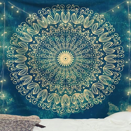 Arawat Wandteppich Mandala Wandtuch Mandala Blau Tapestry Gothic Wand Deko Wandteppich Aesthetic Mandal Wandteppiche Bohemian Wanddeko Mandala Wandbehang Boho Zimmer Deko (130 x 150cm) von Arawat