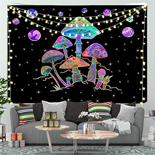 Arawat Wandteppich Psychedelic Pilze Wandtuch Wald Wandteppiche Illusionen Wandteppich Aesthetic Wandtuch Mond Tapisserie Landschaft Wandtuch Hippie Trippy Tapestry Mushrooms Wanddeko (130x150cm) von Arawat