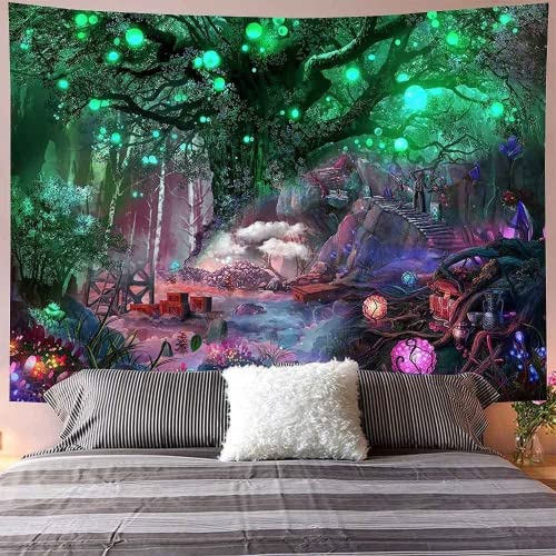 Arawat Wandteppich Psychedelic Wandbehang Tuch Boho Tapisserie Trippy Gothic Indisches Tapestry Wandtuch Deko TIPP Wanddeko für Schlafzimmer Wohnzimmer Wohnheim (150x200cm) von Arawat