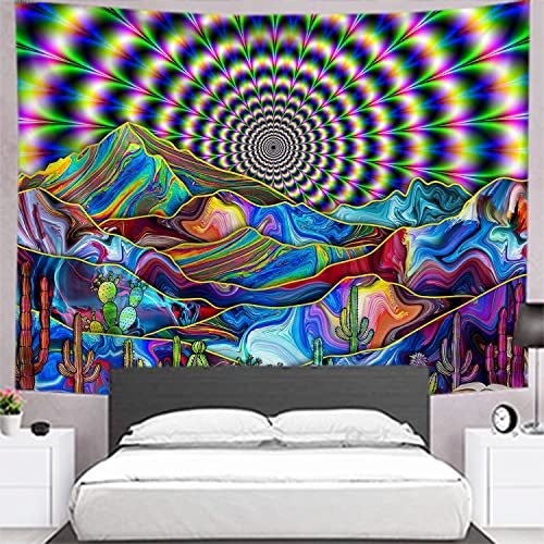 Arawat Wandteppich Mandala Psychedelic Landschaft Wandtuch Wandteppich Mond Sonne Wanddeko Psychedelic Teppich Gothic Wandteppiche Trippy Tapestry Wandtuch Wandbehang Boho Wand Deko (150 x 130cm) von Arawat