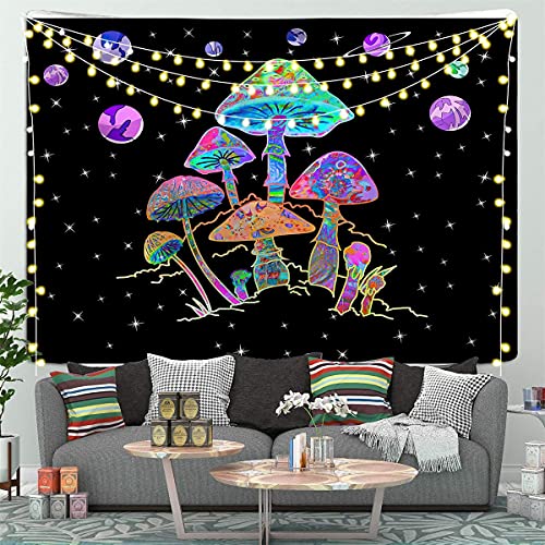 Arawat Wandteppich Pilz Psychedelic Wandtuch Boho Tapisserie trippy Gothic Indisches Tapestry Wandtuch Wald Wandteppiche Illusionen Deko Tipp Wanddeko (150x130cm) von Arawat