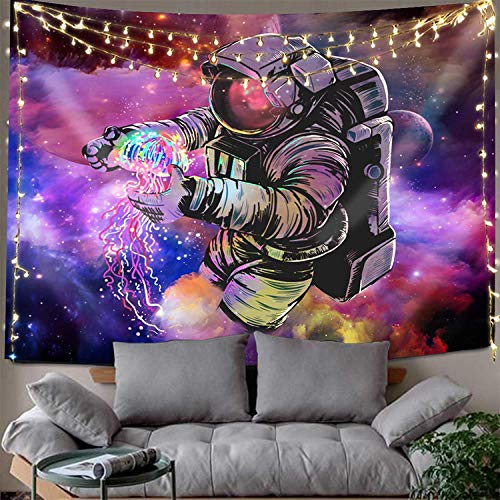 Arawat Wandteppich Psychedelic Astronaut Wandtuch Wandteppich Mond Sonne Wanddeko Psychedelic Teppich Gothic Wandteppiche Trippy Tapestry Wandtuch Wandbehang Boho Wand Deko (150 x 200cm) von Arawat