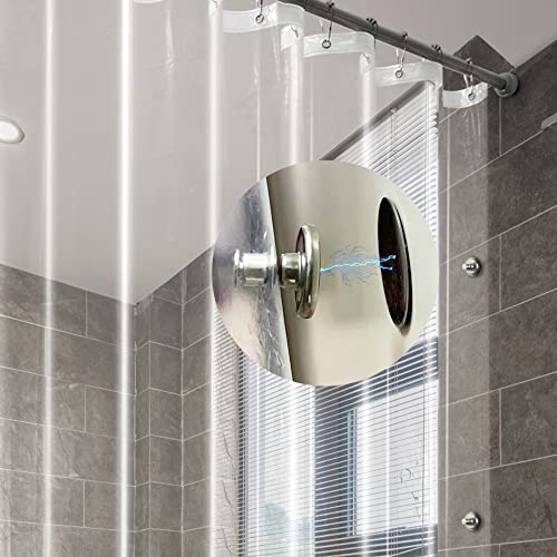 Arayarser Duschvorhangeinlage mit Magneten und Magnet-Clips-Set für Auslaufschutz, strapazierfähig, 183 x 190 cm, extra lang, transparent, 183 x 190 cm von Arayarser