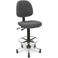 Arbeitsdrehstuhl Universal, Sitzhöhe 480-660 mm, Aluminiumbasis, Bodengleiter, Fußring, Kunstleder, schwarz von Jungheinrich PROFISHOP