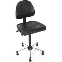 Arbeitsdrehstuhl Universal, Sitzhöhe 480-660 mm, Aluminiumbasis, Bodengleiter, Kunstleder, schwarz von Jungheinrich PROFISHOP