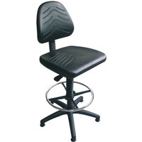Arbeitsdrehstuhl Universal, Sitzhöhe 520-710 mm, Kunststoffbasis, Bodengleiter, Fußring, Kunstleder, schwarz von Jungheinrich PROFISHOP