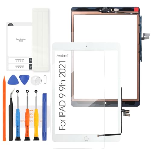 Touch Screen für iPad 9 2021 10.2 Bildschirm - für iPad 9th Generation Touchscreen Digitalisierer Glas Bildschirm Ersatz Kit A2603 A2604(Weiß mit Home Button,Kein LCD) von Arbilato