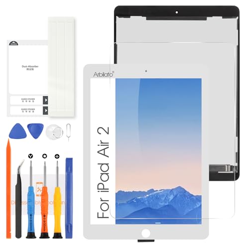Arbilato Display für iPad Air 2 2014, Ersatz für iPad Air 2. Generation, LCD-Display A1566, Touchscreen-Digitalisierer A1567, Reparaturteile (9,7 Zoll), Weiß von Arbilato
