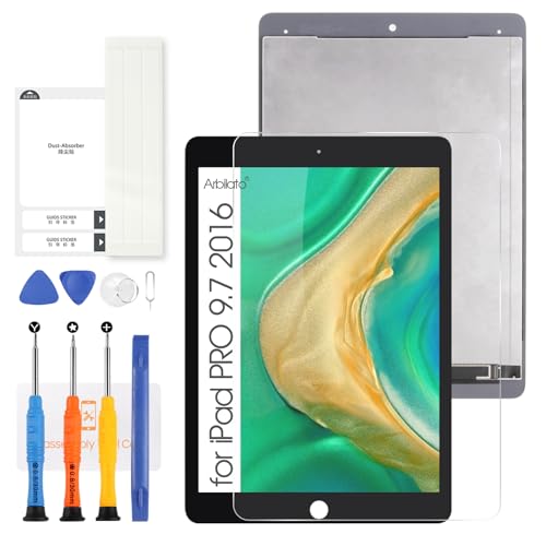 Display für iPad Pro 9.7 Zoll 2016 Bildschirm LCD Digitalisierer Touch Screen A1673 A1674 A1675 Glas Montage Reparatur Set für iPad Pro 9.7 2016 LCD (Schwarz) von Arbilato