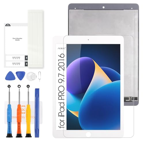 Arbilato LCD-Bildschirm für iPad Pro 9.7 2016 – Digitalisierer Touchscreen für iPad A1673 A1674 A1675 LCD Display Panel komplett montiert Ersatz Kits (weiß) von Arbilato