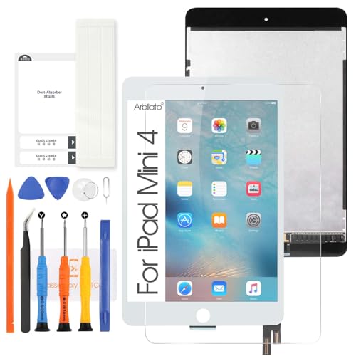 Arbilato LCD-Display für iPad Mini 4 7,9 Zoll (2015) – für iPad Mini4 LCD Display A1538 Display Glas Digitizer Ersatzset Reparatur Set (weiß) von Arbilato