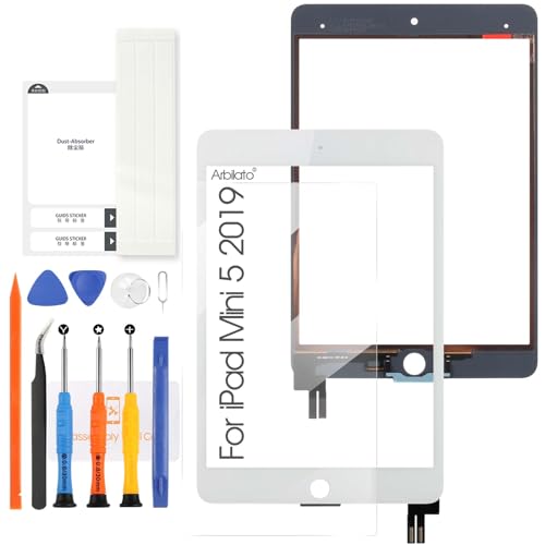Arbilato Touchscreen für iPad Mini 5 2019 7.9 – für iPad Mini5 Ersatzbildschirm A2126 A2124 A2133 A2125 Digitalisierer Glas Panel Riparazione Kit (kein LCD Display) (weiß) von Arbilato