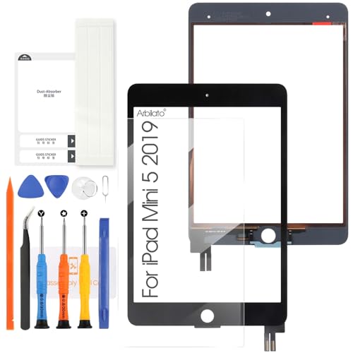 Arbilato Touchscreen für iPad Mini 5 2019 7.9 – für iPad Mini5 Ersatzbildschirm A2126 A2124 A2133 A2125 Digitizer Glas Panel Riparazione Kit (kein LCD Display) (Schwarz) von Arbilato