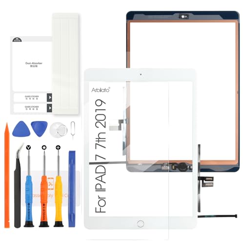 Touch Screen für iPad 7 2019 / iPad 8 2020 10.2 - Bildschirm für iPad 7th/8th Touchscreen Digitalisierer A2197 A2198 A2430 Bildschirm mit Home Button (Kein LCD,weiß) von Arbilato