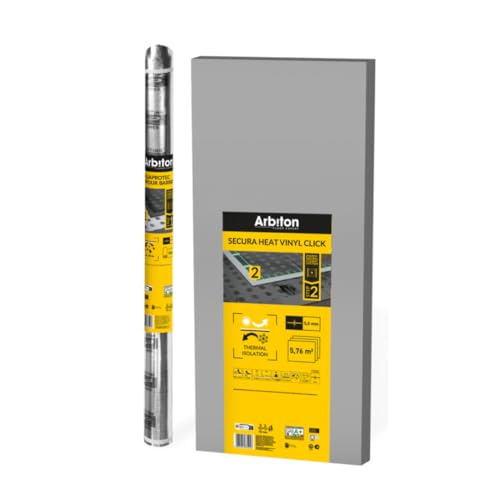 SECURA HEAT Vinyl Click Trittschalldämmung 5mm - Effiziente Isolierung für Fußbodenheizung, Schall- und Feuchtigkeitsschutz, ideal für Klick-Vinylböden, 5,76m² pro Packung von Arbiton