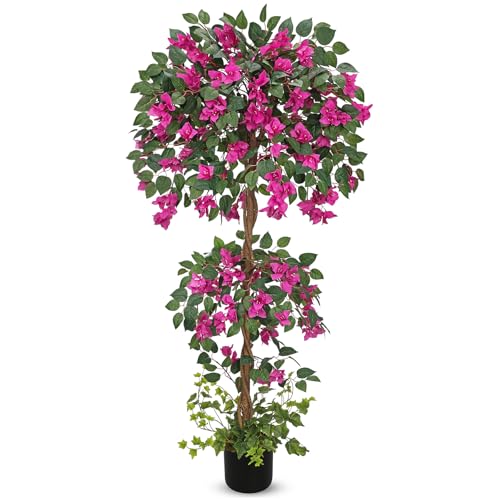 Arborus 150 cm Kunstbaum Bougainvillea Künstlich Kunstpflanze mit Blüten Groß Kunstblumen im Topf Blütenbaum Künstlich im Topf wie Echt Dekobaum Eingang Wohnzimmer Schlafzimmer Hotel Büro Deko von Arborus