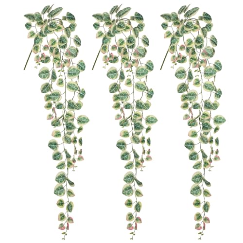 Arborus 3 STK Künstliche Hängezweige 100 cm Kunstpflanzen Herzblatt Ranken Künstlich Hängende Plastikpflanzen Grün Zimmerpflanzen für Aesthetic Deko Wand Balkon Fensterbank Zimmer Flur Deko von Arborus