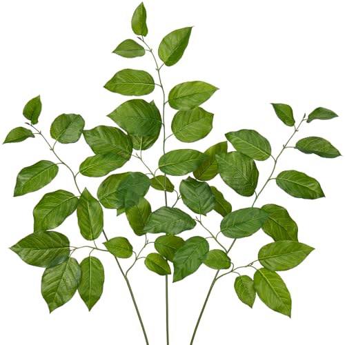 Arborus 3 Stück Kunstzweige 79 cm Künstliche Zweige für Bodenvase Grün Kunstpflanzen Zweig Künstliche Sabahblätter Äste und Zweige Deko Dekozweige für Vase Tisch Regal Zimmer Deko von Arborus