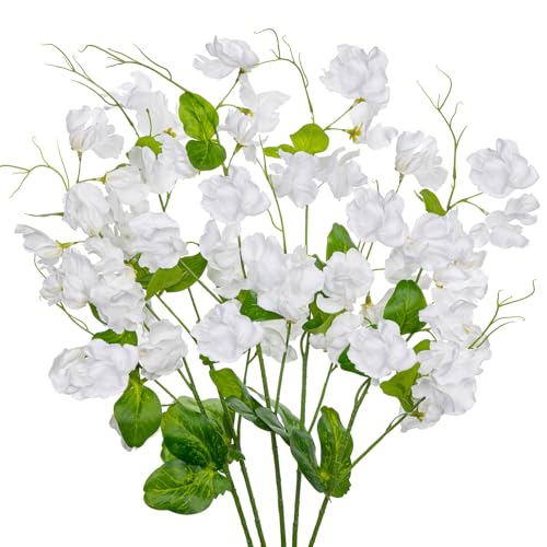 Arborus 5 STK Kunstblumen 60 cm Künstliche Erbsenblüten Kunstzweige wie Echt Kunstblüten Künstliche Blumen Zweige mit Stiel Blumenstrauß für Vase Deko auf Tisch Regal Fensterbank im Zimmer Büro Hotel von Arborus