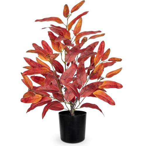 Arborus Kunstpflanzen Herbst 48 cm Künstliche Herbstpflanzen wie Echt im Topf Eukalyptus Künstlich wie Echt Dekopflanzen für Herbst Deko Tisch Regal Flur Kamin Deko im Wohnzimmer Schlafzimmer Küche von Arborus