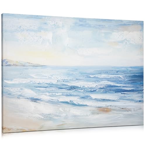 Arborus Meer Ölgemälde Wandbild 60 x 80 cm Gemälde Leinwand Wanddeko Handgemaltes Wandgemälde Wandbilder Handgefertigte Leinwandbilder für Esszimmer Schlafzimmer Hotel Deko Küste Strand Wand Kunst von Arborus