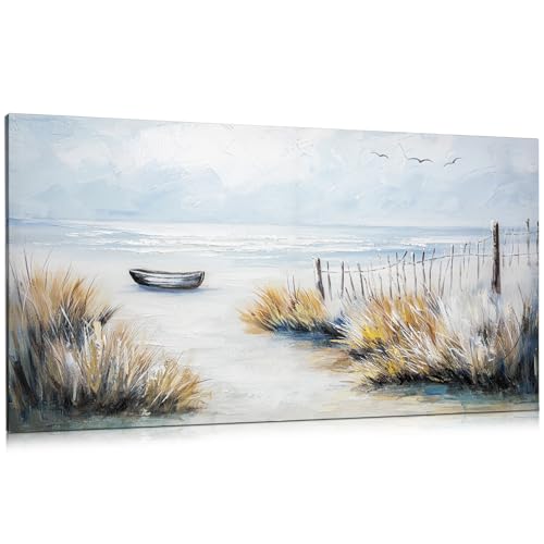 Arborus Ölgemälde auf Leinwand 60 x 120 cm Wandbilder Meer Leinwandbild Handgefertigtes Gemälde Wandkunst Wanddeko Bild für Wohnzimmer Schlafzimmer Büro Deko Hotel Deko Wandbild Coastal Beach Wall Art von Arborus