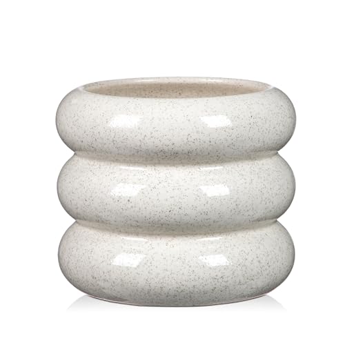 Arborus Keramik Blumentopf 13 cm Bubble Blumentopf Blumenübertopf Wasserdicht Riffel Übertopf Klein Blumenkübel Pflanzkübel Gartentopf mit Entwässerungsloch Vase für Innen Außen Ästhetik Deko von Arborus