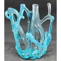 Cooles Blau 1; Moderne Fused Art Glas Votiv Kerzenhalter Aus Blauem Durchscheinendem von ArbuckleMountainArt