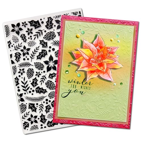 Arbuya Weihnachts-Prägeschablonen aus Kunststoff für Kartenherstellung, Stechpalmenblätter, Nüsse, Prägeschablone, Schablonen für Scrapbooking, Fotoalbum, Dekoration, 12,7 x 17,8 cm von Arbuya