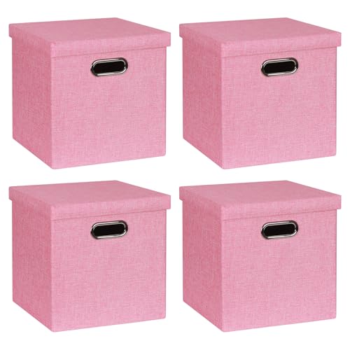 ArcaGuru Aufbewahrungsbehälter mit Deckel, faltbare Leinenstoff-Boxen mit Deckel, faltbare Aufbewahrungsbox für Schrank, Regale, Zuhause, Büro, 30,5 x 30,5 x 30,5 cm, 4 Stück, Rosa ArcaGuru Aufbewahrungsbehälter mit Deckel, faltbare Leinenstoff-Boxen mit Deckel, faltbare Aufbewahrungsbox für Schrank, Regale, Zuhause, Büro, 30,5 x 30,5 x 30,5 cm, 4 Stück, Rosa von ArcaGuru