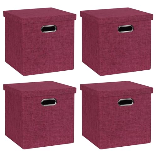 ArcaGuru Aufbewahrungsbehälter mit Deckel, faltbare Leinenstoff-Boxen mit Deckel, faltbare Aufbewahrungsbox für Schrank, Regale, Zuhause, Büro, 30,5 x 30,5 x 30,5 cm, 4 Stück, Rot ArcaGuru Aufbewahrungsbehälter mit Deckel, faltbare Leinenstoff-Boxen mit Deckel, faltbare Aufbewahrungsbox für Schrank, Regale, Zuhause, Büro, 30,5 x 30,5 x 30,5 cm, 4 Stück, Rot von ArcaGuru