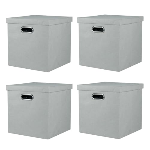 ArcaGuru Aufbewahrungsbehälter mit Deckel, zusammenklappbare Leinen Stoff Boxen Organizer Container mit Deckel Korb für Schrank, Regale, Haus, Büro, 28 x 28 x 28 cm, 4 Stück, Grau ArcaGuru Aufbewahrungsbehälter mit Deckel, zusammenklappbare Leinen Stoff Boxen Organizer Container mit Deckel Korb für Schrank, Regale, Haus, Büro, 28 x 28 x 28 cm, 4 Stück, Grau von ArcaGuru