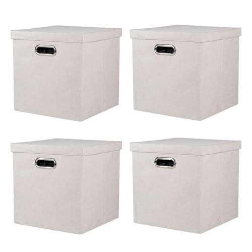 ArcaGuru Aufbewahrungsbehälter mit Deckel, zusammenklappbare Leinen Stoff Boxen Organizer Container mit Deckel Korb für Schrank, Regale, Haus, Büro, 30,5 x 30,5 x 30,5 cm, 4 Stück, Beige ArcaGuru Aufbewahrungsbehälter mit Deckel, zusammenklappbare Leinen Stoff Boxen Organizer Container mit Deckel Korb für Schrank, Regale, Haus, Büro, 30,5 x 30,5 x 30,5 cm, 4 Stück, Beige von ArcaGuru