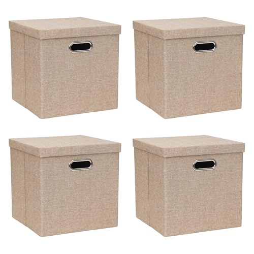 ArcaGuru Aufbewahrungsbehälter mit Deckel, zusammenklappbare Leinen Stoff Boxen Organizer Container mit Deckel Korb für Schrank, Regale, Haus, Büro, 30,5 x 30,5 x 30,5 cm, 4 Stück, Khaki ArcaGuru Aufbewahrungsbehälter mit Deckel, zusammenklappbare Leinen Stoff Boxen Organizer Container mit Deckel Korb für Schrank, Regale, Haus, Büro, 30,5 x 30,5 x 30,5 cm, 4 Stück, Khaki von ArcaGuru