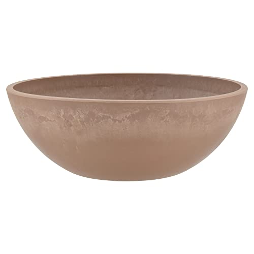 PSW Pot M30TP Collection Flache Gartenschale, niedriger Übertopf für Sukkulenten, Bonsai, Feengärten, Kräuter, 30,5 cm, Taupe von PSW